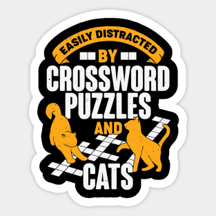 Easily Distracted By Crossword Puzzles And Cats Sticker